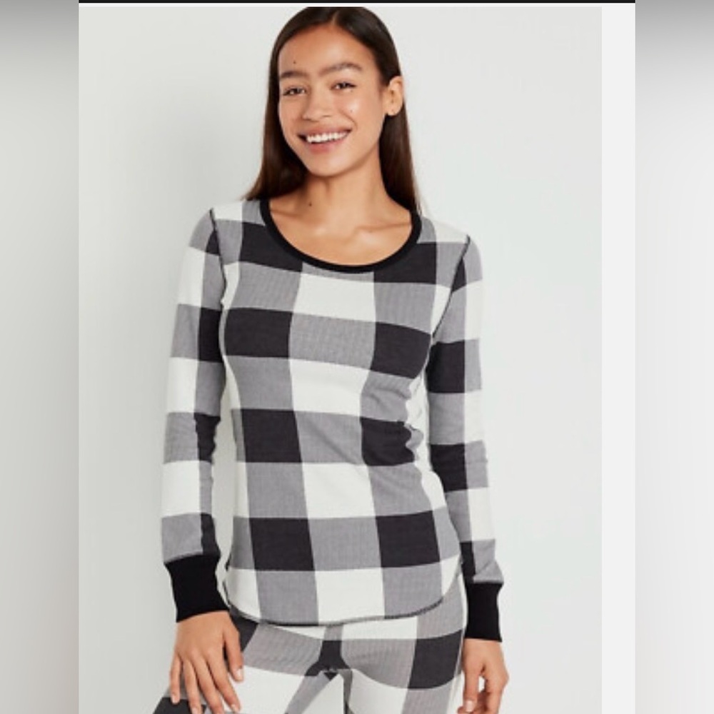 Old Navy Women's Printed Thermal-Knit Long-Sleeve Pajamas
